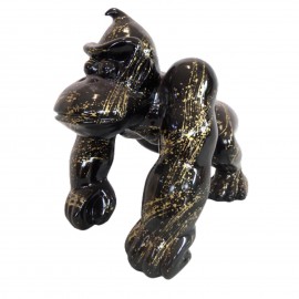 Statue en résine Donkey Kong gorille singe noir et doré 45 cm