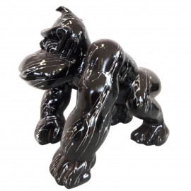 Statue en résine Donkey Kong gorille singe noir et argent 45 cm