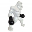 Statue gorille résine boxeur singe blanc gants noir 50 cm