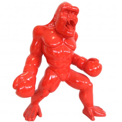 Statue boxeur en résine Donkey Kong gorille singe rouge 50 cm