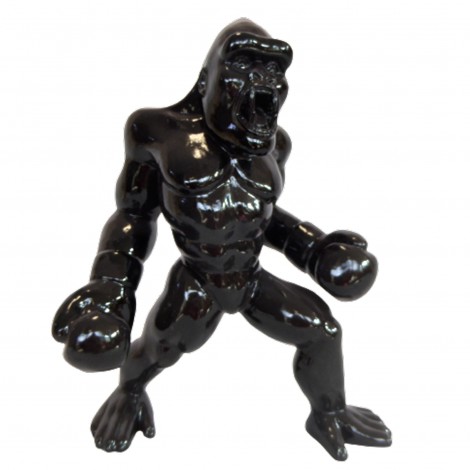 Statue boxeur en résine Donkey Kong gorille singe noir 50 cm