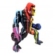 Statue gorille résine boxeur singe fond noir 50 cm