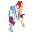 Statue gorille en résine boxeur singe fond blanc 50 cm
