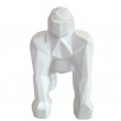 statue en résine singe gorille 4 pattes blanc en origami - 25 cm