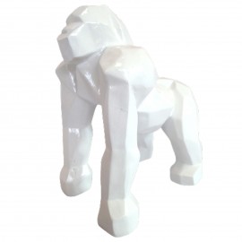 statue en résine singe gorille 4 pattes blanc en origami - 25 cm