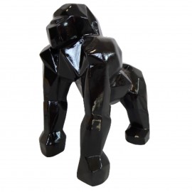 Statue en résine singe gorille 4 pattes noir en origami - 25 cm