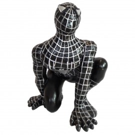 Statue en résine spiderman accroupi noir 35 cm