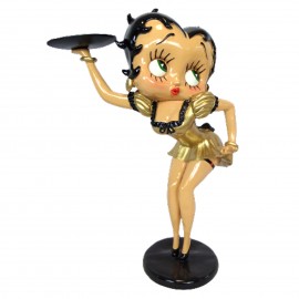 Statue en résine Betty Boop en serveuse robe dorée 50 cm