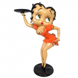 Statue en résine Betty Boop serveuse robe orange 50 cm