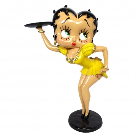 Statue en résine Betty Boop serveuse robe jaune 50 cm