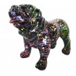 Statue en résine CHIEN bouledogue anglais fond noir splash - 20 cm