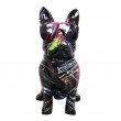 Statue en résine CHIEN bouledogue français a lunettes fond noir splash - 18 cm