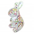 Statue lapin en résine fond blanc multicolore 14 cm
