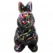 Statue en résine lapin fond noir splash - 14 cm