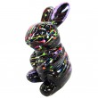 Statue lapin en résine fond noir 14 cm
