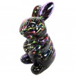 Statue en résine lapin fond noir splash - 14 cm