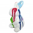Statue lapin en résine fond blanc trash 14 cm