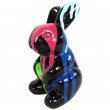 Statue lapin en résine fond noir trash 14 cm