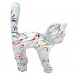 Statue chat en résine fond blanc splash - 17 cm