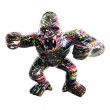 Statue gorille résine agressif fond noir splash - 18 cm