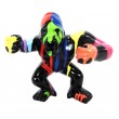 Statue gorille résine agressif fond noir trash - 18 cm