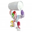 Statue gorille résine avec tonneau fond blanc trash - 21 cm