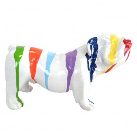 Statue en résine bouledogue anglais fond blanc trash - 20 cm