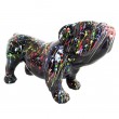 Statue en résine bouledogue anglais fond noir splash - 20 cm