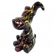 Statue chien Snoopy en résine multicolore splash noir - 28 cm