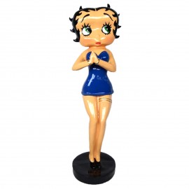 Statue en résine Betty Boop mains jointes robe bleu 86 cm