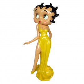 Statue en résine Betty Boop en robe de soirée jaune 95 cm