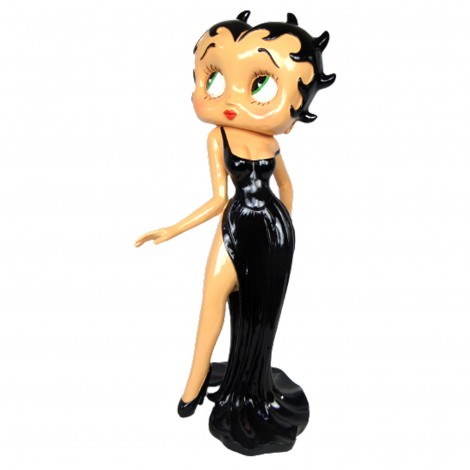 Statue en résine Betty Boop en robe de soirée noire 95 cm