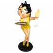 Statue en résine Betty Boop serveuse robe jaune hauteur 94 cm