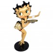 Statue en résine Betty Boop serveuse robe dorée hauteur 94 cm