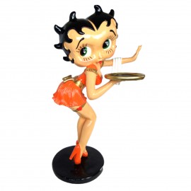 Statue en résine Betty Boop serveuse robe orange hauteur 94 cm