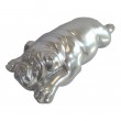 Statue en résine CHIEN bouledogue anglais allongé argent - 90 cm