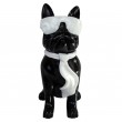 Statue chien bouledogue Français à lunette en résine noire 60 cm