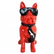Statue chien bouledogue Français à lunette rouge en résine 60 cm