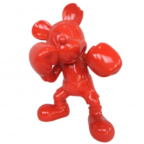 Statue en résine rouge Mickey boxeur 55 cm