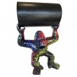 Statue en résine Donkey Kong gorille singe multicolore fond noir splash avec tonneau 100 cm