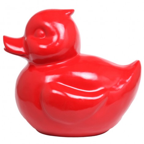 Canard rouge en résine 65 cm