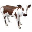 Statue en résine veau vache marron et blanc - 120 cm