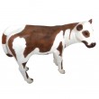 Statue en résine veau vache marron et blanc - 120 cm