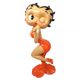 Statue en résine Betty Boop en robe de soirée orange 120 cm