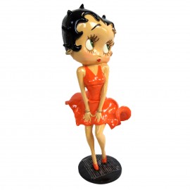 Statue en résine Betty Boop en robe orange style Maryline monroe 36 cm