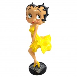 Statue en résine Betty Boop en robe jaune style Maryline monroe 36 cm