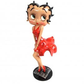 Statue en résine Betty Boop en robe rouge style Maryline monroe 36 cm
