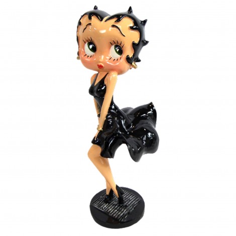 Statue en résine Betty Boop en robe noire style Maryline monroe 36 cm