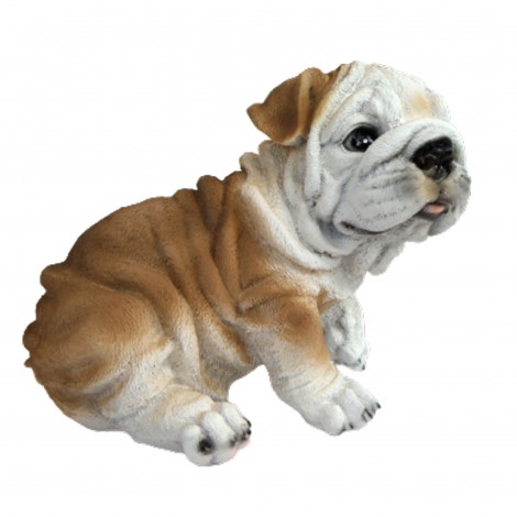 Statue chien chiot bouledogue Anglais assis - 30 cm