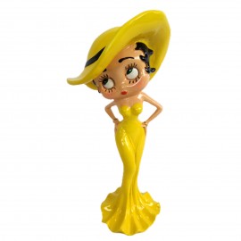 Statue en résine Betty Boop robe et chapeau jaune 30 cm